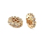 Brass Micro Pave Cubic Zirconia Beads, Flat Round, Real 18K Gold Plated, 8.5x2.5mm, Hole: 1.5x1.5mm