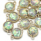 Resin Links Connectors, with Golden Tone Brass Findings, Nickel Free, Flat Round, Thistle, 16x10x5mm, Hole: 1.8mm