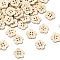 Carved 4-hole Basic Sewing Button in Flower Shape, Coconut Button, Old Lace, about 18mm in diameter, about 100pcs/bag