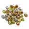 Faceted Resin European Beads, Large Hole Beads, Rondelle with Silver Color Plated Brass Cores and Glitter Powder, Dark Goldenrod, 14x8.5mm, Hole: 5mm