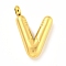 Ion Plating(IP) 304 Stainless Steel Pendants, Letter Charm, Golden, Letter V, 25.5x16.5x5.5mm, Hole: 3mm