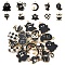 20Pcs 10 Styles Alloy Enamel Pendants, Light Gold, Mixed Shapes, Black, 16.5~22x12~20x1.3~2mm, Hole: 1.5~2mm, 2pcs/style