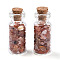 Glass Wishing Bottle Display Decorations, with Natural Dyed Red Agate Chips Inside and Cork Stopper, 37.5x16mm