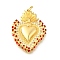 Brass Micro Pave Cubic Zirconia Pendants, Sacred Heart Charms, Rack Plating, Lasting Plated, Cadmium Free & Lead Free, with Jump Ring, Real 18K Gold Plated, 31.5x24x3.5mm, Hole: 3mm