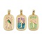 Brass Enamel Pendants, Long-Lasting Plated, Lead Free & Cadmium Free, Rack Plating, Golden, Rectangle with Flamingo Charms, Mixed Color, 27.5x15.5x3.5mm, Hole: 6.5x3.5mm