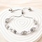 Brass Beads Slider Bracelets for Women, with ABS Imitation Pearl, Cadmium Free & Lead Free, Rack Plating, Long-Lasting Plated, Platinum, Inner Diameter: 1-1/2 inch(3.8cm)~2-7/8 inch(7.2cm)