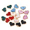 Alloy Enamel Charms, Heart Charm, Golden, Mixed Color, 14x15x2mm, Hole: 1.6mm