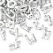 Acrylic Pendants, Letter Charms, Silver, 30~30.5x7.5~23.5x5~7.5mm, Hole: 3mm