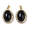 Glass Pendants, Oval, with Brass Findings & Imitation Agate Bead, Real 18K Gold Plated, 21x15x9mm, Hole: 4x2mm