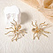 Alloy Rhinestone Stud Earrings, Spider, Golden, 69x68.5mm