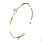 Rack Plating Brass Micro Pave Clear Cubic Zirconia Letter Open Cuff Bangles, Torque Bangles for Women, Real 18K Gold Plated, Lead Free & Cadmium Free, Letter E, Inner Diameter: 1-7/8x2-1/4 inch(4.8x5.8cm)