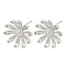 Brass Stud Earring Findings, with Loop, Flower, Platinum, 16x15.5mm, Hole: 1mm, Pin: 0.8x11.5mm