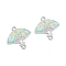 Alloy Enamel Connector Charms, Chinese Fan, Matte Silver Color, Pale Turquoise, 18x17mm, Hole: 1.5mm