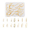 7 Pairs 7 Style Brass Micro Pave Cubic Zirconia Earring Hooks, with Loops, Rhombus & Teardrop & Rectangle & Lighting, Real 14K Gold Plated, 15~19x2~5mm, Hole: 1~2mm, Pin: 0.7~0.9mm, 1 Pair/style