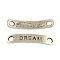 Rectangle Carved Affirmative Word Dream Tibetan Style Alloy Message Links connectors for Bracelet Making, Cadmium Free & Lead Free, Antique Silver, 38x8x1.5mm, Hole: 3.5mm