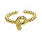 Brass Cuff Open Rings, Golden, Letter P, Inner Diameter: Adjustable