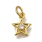 Brass Micro Pave Cubic Zirconia Pendants, Star Charms, Long-Lasting Plated, Rack Plating, Lead Free & Cadmium Free, with Jump Ring, Real 18K Gold Plated, 11x9x2.5mm, Hole: 3.5mm