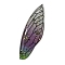 Transparent Resin Big Pendants, Wing Charms with Gold Foil, Green Yellow, 51x16.5x2mm, Hole: 1.4mm