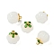 Glass Charms, Pumpkin, with Golden Alloy Enamel Findings, White, 14.5x13mm, Hole: 1.5mm