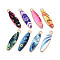 Alloy Enamel Pendants, Rack Plating, Surfboard Charm, Light Gold, Mixed Color, 35x9.1x2.2mm, Hole: 2mm