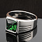 Fashionable 304 Stainless Steel Cubic Zirconia Finger Rings for Men, Punk Style, Rectangle, Green, US Size 8(18.1mm)