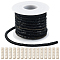 5 Yards Rhinestone Synthetic Rubber Cords, with 20Pcs Column Alloy Shoelace Buckle Connectors, Platinum, Black, 3.5mm