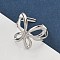 304 Stainless Steel Open Cuff Rings for Women, Butterfly, Stainless Steel Color, Tray: 17x18mm, Adjustable
