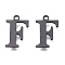 304 Stainless Steel Charms, Laser Cut, Alphabet, Electrophoresis Black, Letter.F, 12.5x8x0.7mm, Hole: 1mm