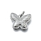Brass Pendants, Butterfly Charms, Long-Lasting Plated, Lead Free & Cadmium Free, Rack Plating, with Jump Ring, Platinum, 14x10.5x1.5mm, Hole: 3mm
