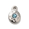 304 Stainless Steel Glass Pendants, Flat Round, Stainless Steel Color, Light Blue, 9x6x2.5mm, Hole: 1.8mm