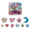 CCB Plastic Pendants, with Glitter Powder, Mixed Shapes, Mixed Color, 40pcs/Box, Hole: 1.1~3.5mm