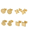 Brass Stud Earrings, Rack Plating, Long-Lasting Plated, Cadmium Free & Lead Free, Real 18K Gold Plated, Mixed Shapes, 7.5~12.5x10~11mm