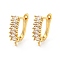 Rack Plating Brass Micro Pave Cubic Zirconia Hoop Earring Findings, Cadmium Free & Lead Free, Long-Lasting Plated, Real 18K Gold Plated, 18x5mm, Hole: 1.2mm, Pin: 11x1mm