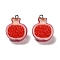 3D Fruit Theme Opaque Resin Pendants, with Platinum Tone Iron Loops, Pomegranate, 27~27.5x22x19.5~20mm, Hole: 2mm