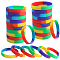 Rainbow Pride Silicone Cord Bracelet, Plain Wristband for Men Women, Colorful, Inner Diameter: 2-1/2 inch(6.5cm)