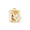 Brass Micro Pave Clear Cubic Zirconia Charms, Long-Lasting Plated, Rack Plating, Cadmium Free & Lead Free, Real 18K Gold Plated, Letter N Charms, 10.5x8.5x3.5mm, hole: 1.2mm
