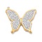 304 Stainless Steel Polymer Clay Rhinestone Pendants, Vacuum Plating, Butterfly, 36x35x2.5mm, Hole: 1.2mm