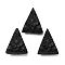 Cinnabar Beads, Carved Lacquerware, Triangle with Flower, Black, 27x21x8.5mm, Hole: 1.6mm