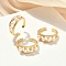 Brass Adjustable Cuff Rings for Women, with ABS Imitation Pearl Bead, Long-Lasting Plated, Cadmium Free & Lead Free, Real 18K Gold Plated, 7.5mm, Inner Diameter: adjustable