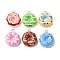 Opaque Resin Pendants, with Platinum Tone Iron Loops, Imitation Food, Donut, 22~23x19~20x8~8.5mm, Hole: 2mm