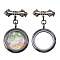 2Pcs Brass Brooch, with Alloy Magnetic Glass Photo Locket Pendants, Flat Round, Gunmetal, 54mm
