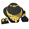 Alloy Pendant Necklaces & Stud Dangle Earrings & Rings & Link Bracelets Sets, Golden, Flower, 430mm