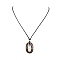 Acrylic Oval & Brass Triangle Pendant Black Waxed Polyester Cord Necklaces, Silver Color Plated, Coconut Brown, 35.43 inch(90cm)