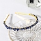 Wire Wrapped Natural Lapis Lazuli Chip Hair Bands, with Metal Hoop, for Women Girls, 140x120x25mm