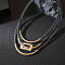 Rectangle Alloy with Waxed Cord 3 Layered Necklaces for Women, Gray, Golden, 17.72 inch(45cm)