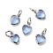 Brass Micro Pave Cubic Zirconia Pendants, Heart Charms, Cadmium Free & Lead Free, Rack Plating, Long-Lasting Plated, with Jump Ring, Platinum, Cornflower Blue, 9x7x3.5mm, Hole: 3mm