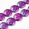 Synthetic Turquoise Beads Strands, Spray Painted, Flat Round, Magenta, 24x6.5mm, Hole: 0.9mm, about 16pcs/strand, 15.08''(38.3cm)
