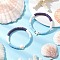 2Pcs Flat Round Handmade Polymer Clay Heishi Beaded Stretch Bracelets, Stackable Bracelets for Women, Tortoise & Starfish, with Synthetic Turquoise Chip, Mixed Shapes, Inner Diameter: 2-1/8 inch(5.5cm), 2pcs/set