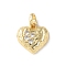Brass Micro Pave Cubic Zirconia Pendants, Real 18K Gold Plated, Rack Plating, Long-Lasting Plated, Cadmium Free & Lead Free, with Jump Ring, Heart, 14.5x13.5x3.5mm, Hole: 3.5mm