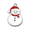 Alloy Enamel Pendants, Platinum, Christmas Series, Snowman, 26x17x1mm, Hole: 1.6mm